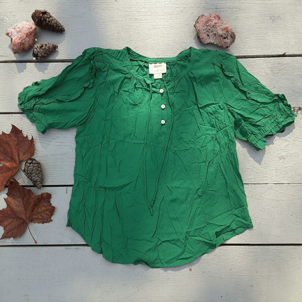 Maeve by Anthropologie Green Blouse Sz 4
